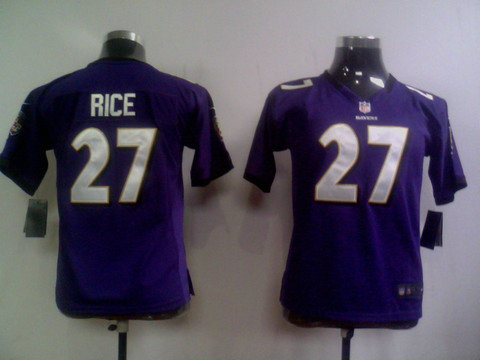 NFL Youth Jersey Nike Purple Baltimore Ravens 27 Rutgers Ray Rice